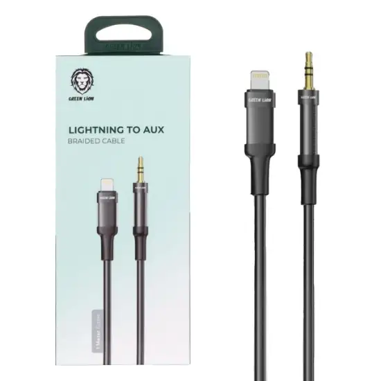 تصویر کابل لایتنینگ به آی یو ایکس گرین لاین Lightning To AUX Braided Cable