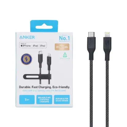 نمایش جزئیات کابل تبدیل USB-C به لایتنینگ انکر مدل A80B5 طول 0.9 متر