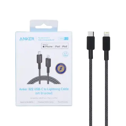 نمایش جزئیات کابل تبدیل USB-C به لایتنینگ انکر مدل A81B طول 1.8 متر