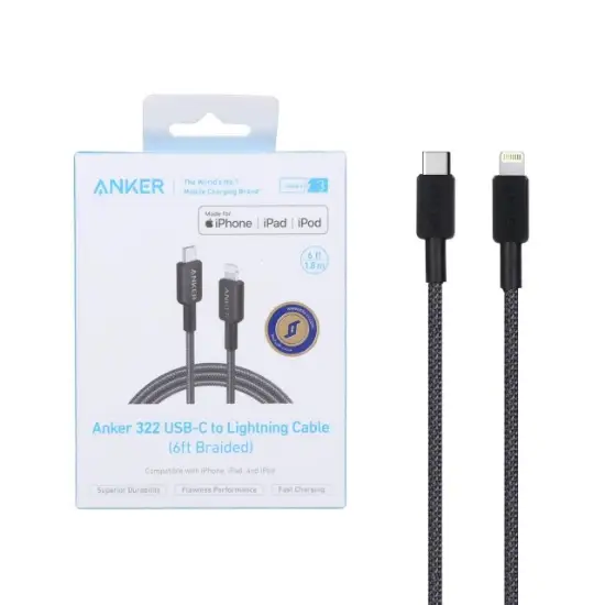 تصویر کابل تبدیل USB-C به لایتنینگ انکر مدل A81B طول 1.8 متر