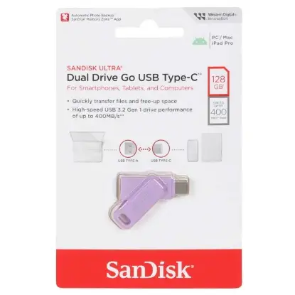نمایش جزئیات فلش مموری سن دیسک مدل Ultra Dual Drive GO USB Type-C USB3.1 ظرفیت 128 گیگابایت