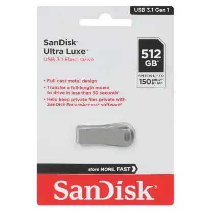 نمایش جزئیات فلش مموری سن دیسک مدل Ultra Luxe USB3.1 ظرفیت 512 گیگابایت