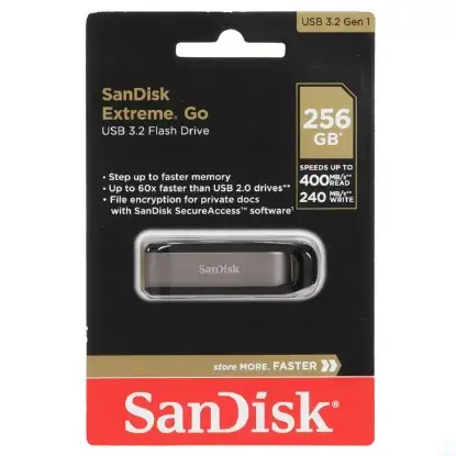 نمایش جزئیات فلش مموری سن دیسک مدل Extreme Go USB3.2 ظرفیت 256 گیگابایت