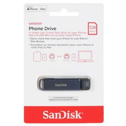 نمایش جزئیات فلش مموری سن دیسک مدل Phone Drive USB Type-C Lightning ظرفیت 128 گیگابایت