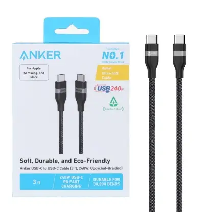 نمایش جزئیات کابل تبدیل انکر USB-C به USB-C مدل A82E2H11 طول 90 سانتیمتر