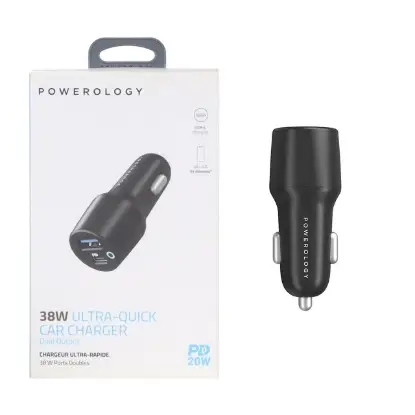 نمایش جزئیات شارژر فندکی 53 وات فست و PD دو پورت پاورولوژی مدل PCCSR005