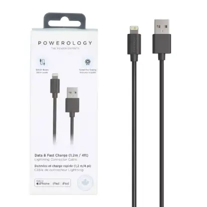 نمایش جزئیات کابل تبدیل USB به لایتنینگ پاورولوژی مدل P12BLBK طول 1.2 متر