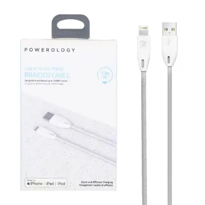 نمایش جزئیات کابل تبدیل USB به لایتنینگ پاورولوژی مدل PCAB003 طول 1.2 متر