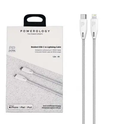 نمایش جزئیات کابل تبدیل USB-C به لایتنینگ پاورولوژی مدل PCAB002 طول 2 متر