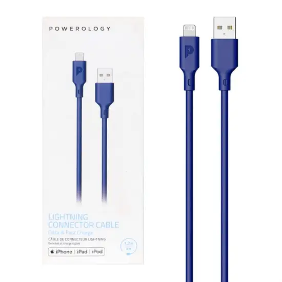 تصویر کابل تبدیل USB به لایتنینگ پاورولوژی مدل P12BLBL طول 1.2 متر