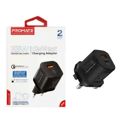 نمایش جزئیات شارژر دیواری 33 وات پرومیت مدل POWERPORT-33.EU