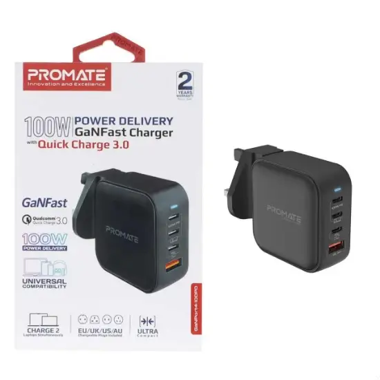 تصویر شارژر دیواری 100 وات پرومیت مدل GANPORT4-100PD