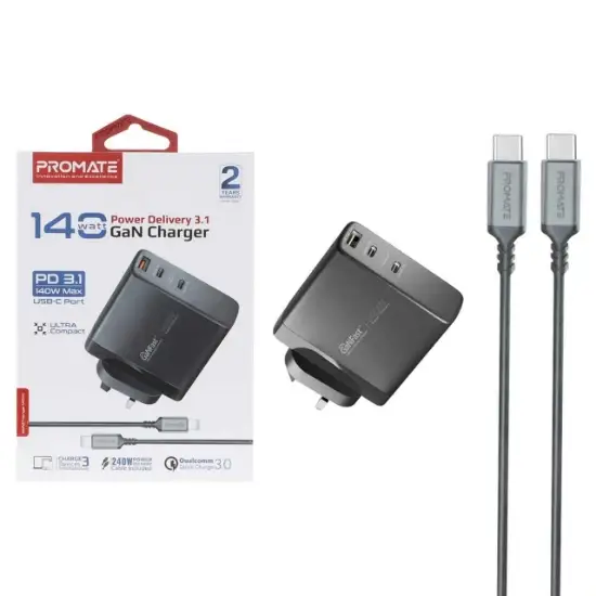 تصویر شارژر دیواری ۱۴۰ وات پرومیت مدل GANCHARGE-140W