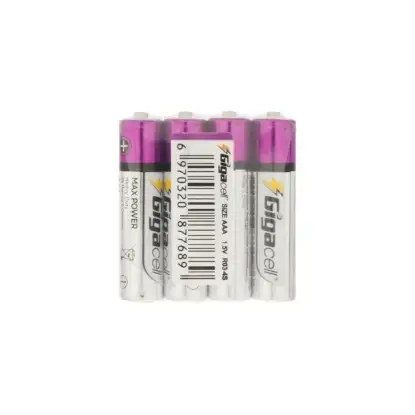 نمایش جزئیات باتری نیم قلمی گیگاسل مدل MAX POWER Heavy Duty AAA بسته 4 عددی