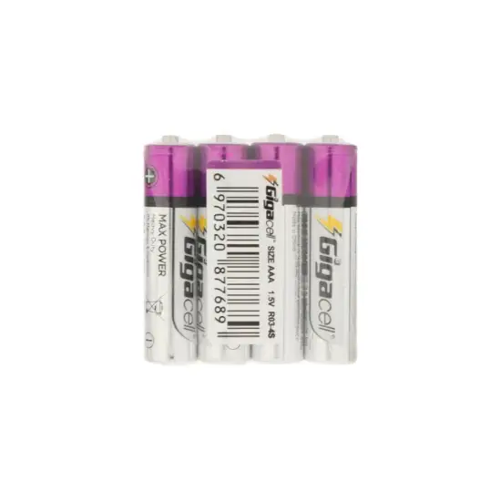 تصویر باتری نیم قلمی گیگاسل مدل MAX POWER Heavy Duty AAA بسته 4 عددی