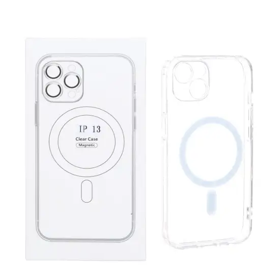 تصویر قاب گوشی موبایل کلیر کیس محافظ لنزدار مدل شفاف مگ سیف دار