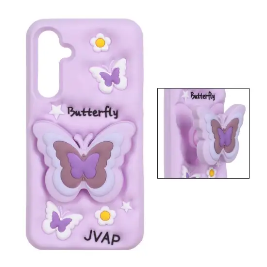 تصویر قاب گوشی موبایل سیلیکونی مدل Butterfly استند شو