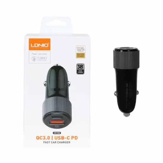 تصویر شارژر فندکی الدینیو مدل C510Q به همراه کابل تبدیل USB-C