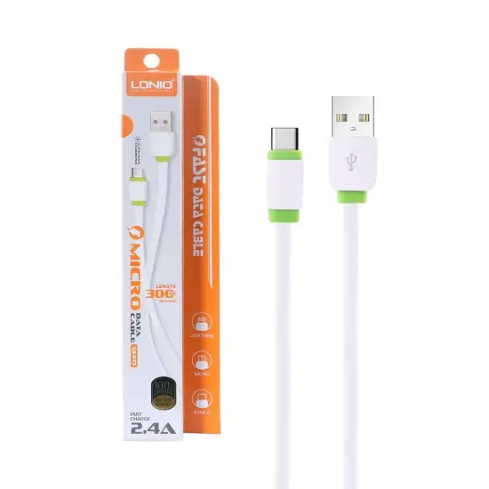 تصویر کابل تبدیل USB به USB-C الدینیو مدل XS-073 طول 0.3 متر