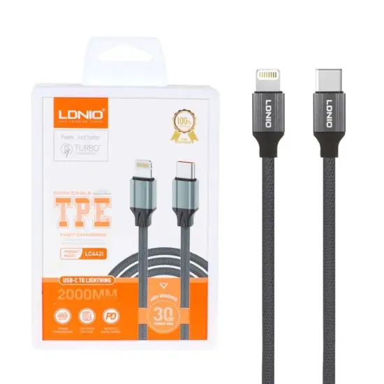 تصویر کابل تبدیل USB-C به لایتنینگ الدینیو مدل LC442i طول 2 متر