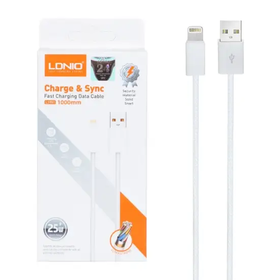 تصویر کابل تبدیل USB به لایتنینگ الدینو مدل LS901 طول 1 متر