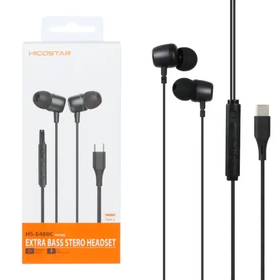 تصویر هندزفری سیمی USB-C هایکواستار مدل HS-E480C