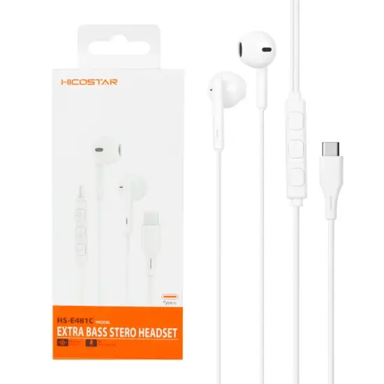 تصویر هندزفری سیمی USB-C هایکواستار مدل HS-E481C