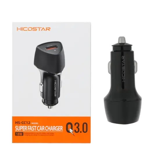 تصویر شارژر فندکی 18 وات تک پورت هایکواستار HS-CC12