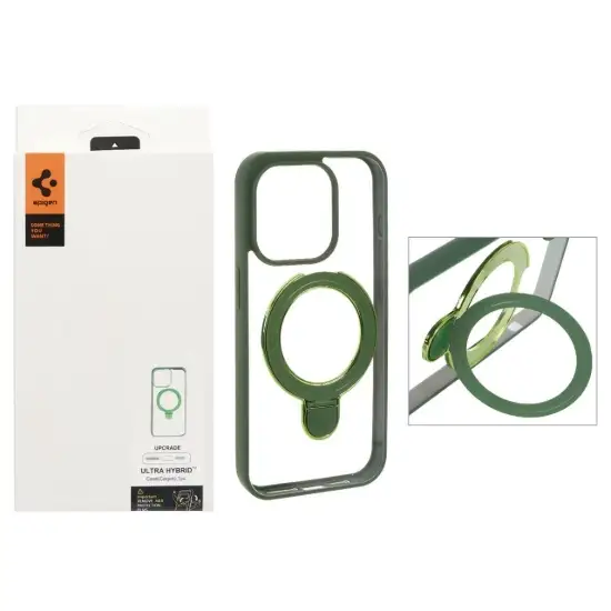 تصویر قاب گوشی موبایل اسپیگن مدل Ultra Hibrid استندار با توری اسپیکر فلزی