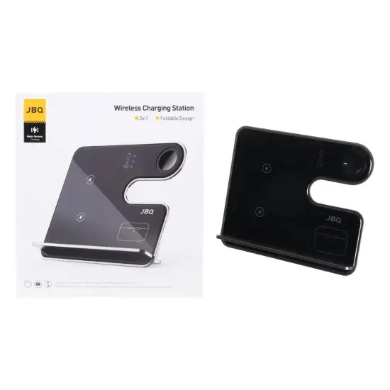 تصویر شارژر  بی سیم رومیزی سه کاره جی بی کیو مدل WIC-04