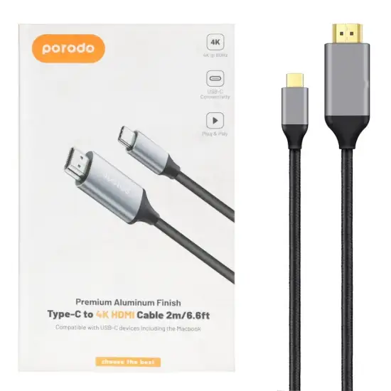 تصویر کابل تبدیل USB-C به HDMI پرودو مدل PD-4KCHD2 طول 2 متر