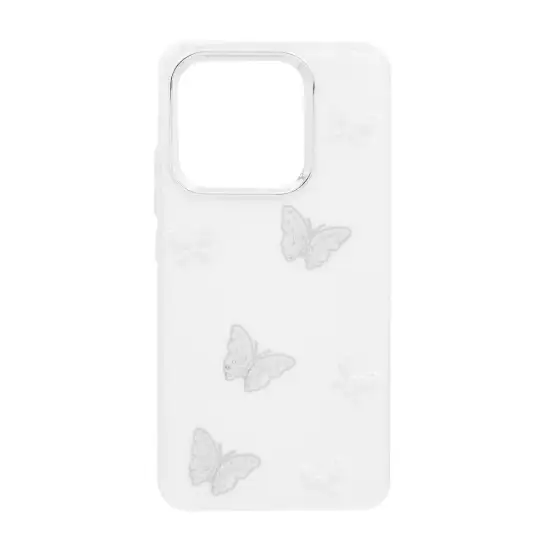 تصویر قاب گوشی موبایل رزین مدل Butterfly  برجسته لنز سیلور