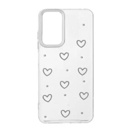 تصویر قاب گوشی موبایل رزین مدل Heart طرح برجسته لنز سیلور