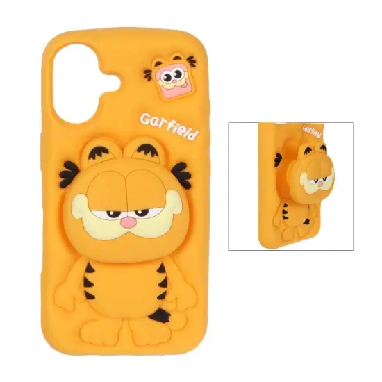 تصویر قاب گوشی موبایل سیلیکونی مدل Garfield استند شو