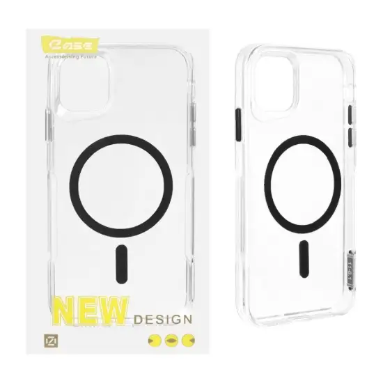 تصویر قاب گوشی موبایل نیو دیزاین مدل پشت سخت شفاف دور ژله ای مگ سیف دار