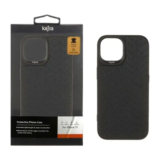 تصویر قاب گوشی موبایل چرمی کجسا مدل هندسی