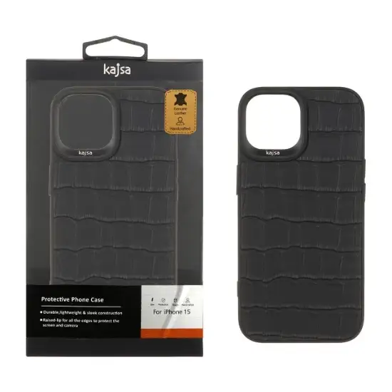 تصویر قاب گوشی موبایل چرمی کجسا طرح پوست کروکودیل