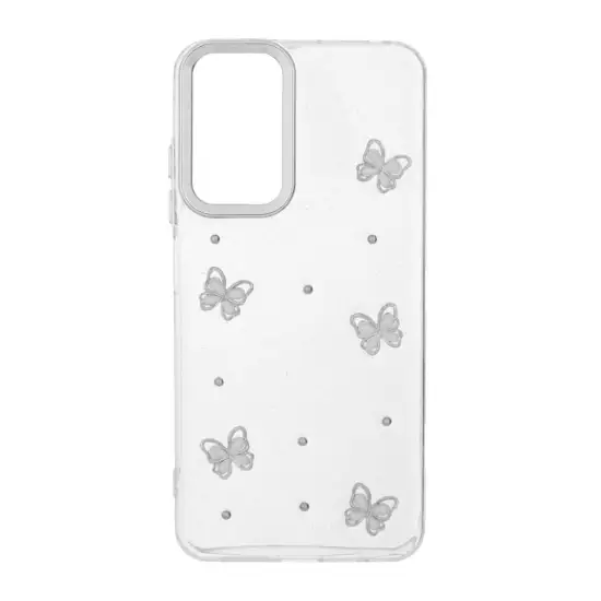 تصویر قاب گوشی موبایل رزین مدل Mini Butterfly طرح برجسته لنز سیلور