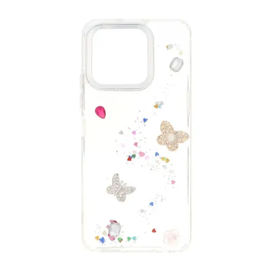 تصویر قاب گوشی موبایل رزین مدل diamond طرح برجسته لنز سیلور