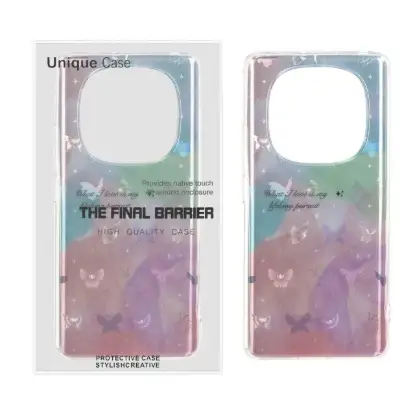 نمایش جزئیات قاب گوشی موبایل یونیک کیس مدل دور ژله ایی هولوگرامی طرح Butterfly