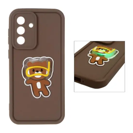 تصویر قاب گوشی موبایل Solid Case عروسک برجسته چراغ دار طرح خرس غواص