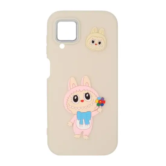 تصویر قاب گوشی موبایل سیلیکونی Labubu مدل برجسته لنز سیلور