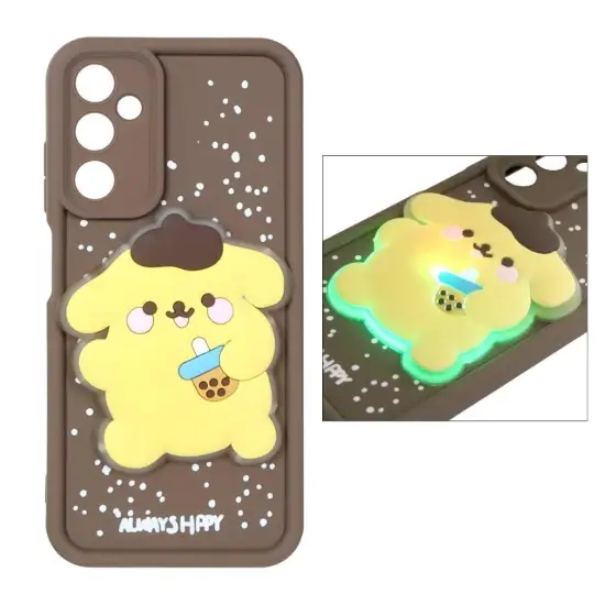 تصویر قاب گوشی موبایل Solid Case عروسک برجسته چراغ دار طرح هاپو زرد