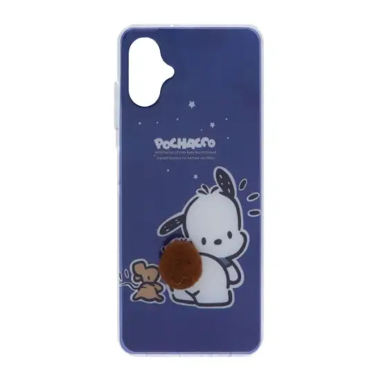 تصویر قاب گوشی موبایل مدل اطلسی عروسکی دم برجسته Blue Pochacco