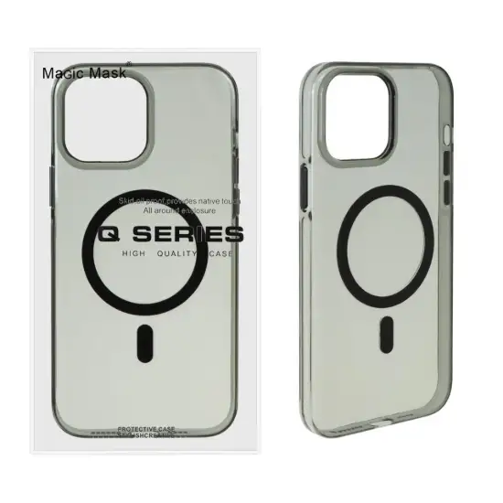 تصویر قاب گوشی موبایل مجیک ماسک مدل پشت سخت دودی مگ سیف دار