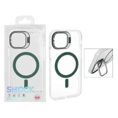 نمایش جزئیات قاب گوشی موبایل مدل شفاف شاین لنز استند شو مگ سیف دار