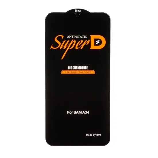 تصویر گلس گوشی موبایل شفاف بیوا مدل آنتی استاتیک Full Cover Super D