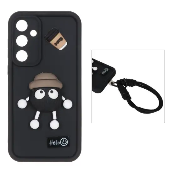 تصویر قاب گوشی موبایل مدل Solid Case برجسته Coffee با بند آویز مچی