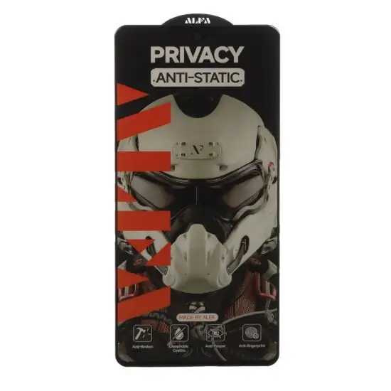 تصویر گلس گوشی موبایل شفاف آلفا مدل آنتی استاتیک  Privacy جنگجو