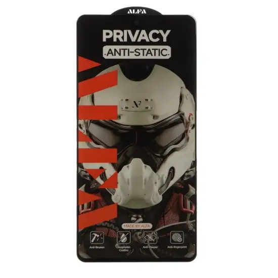 تصویر گلس گوشی موبایل شفاف آلفا مدل آنتی استاتیک  Privacy جنگجو